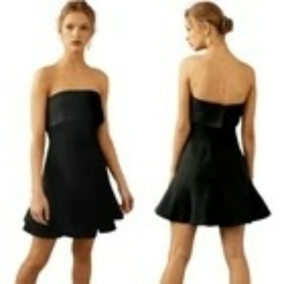NWT C/Meo Collective Black Strapless Ribbed Dress Size M - Picture 1 of 7